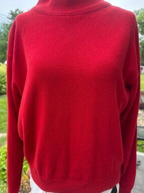 Vintage Pendleton Red Mock Neck Sweater USA Cotton Classic Women's Medium